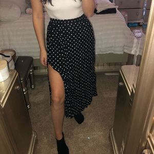 Black And White Polka Dot 7/8 Skirt
